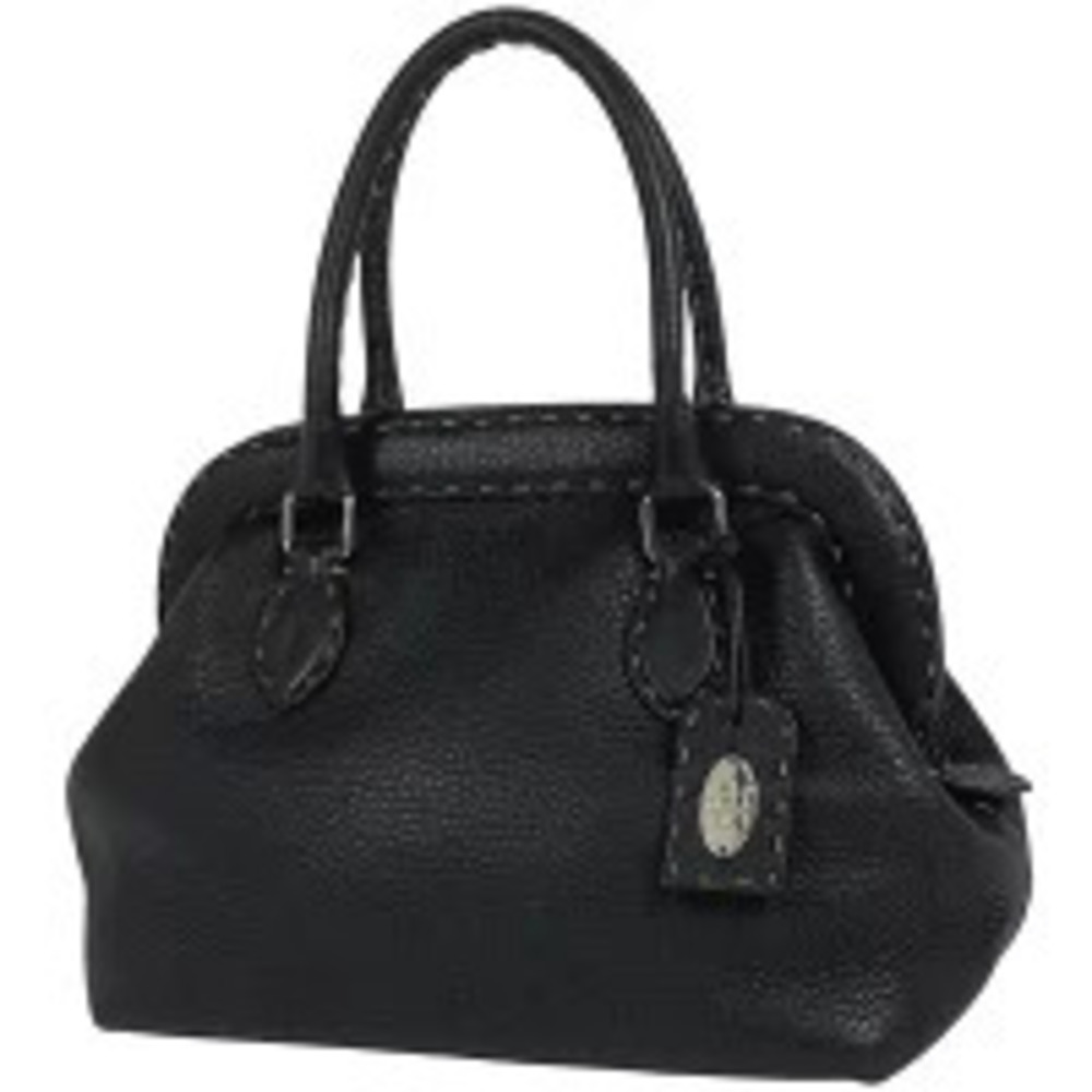 Fendi Selleria Handbag Doctors Bag Leather Black